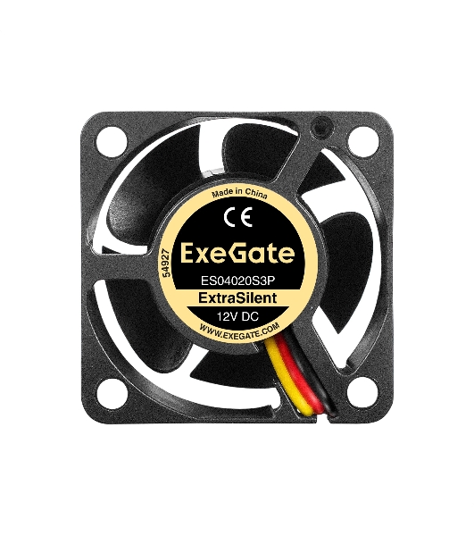 Вентилятор для корпуса ExeGate ExtraSilent ES04020S3P черный, 40 мм, 6300 об/мин, 28 дБ, 3 pin