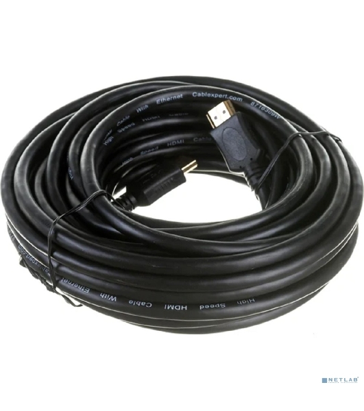 Кабель HDMI Cablexpert CC-HDMI4L-10M, 10м, v2.0, 19M/19M, серия Light, черный, позол.разъемы, экран, пакет