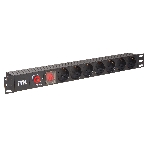 Блок ITK PDU 7 розеток DIN49440 (нем. станд.) с LED выключателем и защитой от перенапряжения, 1U, без шнура, вх. IEC320 C14, алюминевый профиль, черный, фото2