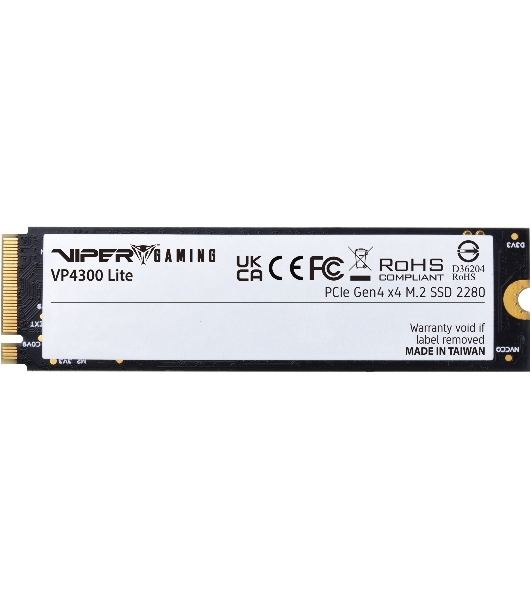 Накопитель SSD Patriot Viper VP4300 Lite, 2Tb, PCIe 4.0 x4, M.2 2280, NVMe, R/W 7400/6400, с радиатором
