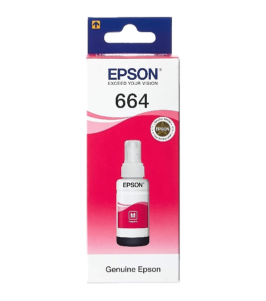 Чернила Epson T6643 Magenta (C13T66434A) пурпурные, контейнер 70 мл., для L100/L110/L120/L1300/L200/L210/L300/L350/L355/L550