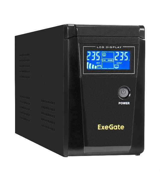 Источник бесперебойного питания (инвертор, синус, для котла) ExeGate SineTower SZ-600.LCD.AVR.1SH <600VA/360W, чистый синусоида, LCD дисплей, AVR, 1*Schuko, линейно-интерактивный, внешняя батарея 12В до 200Ач, Black>