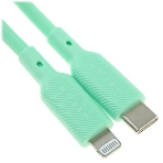 Кабель QUMO, MFI С94, Type-C на MFI Apple 8 pin, силиконовый, 1м, 2,22A, 9V, 20W, PD (зеленый), фото4