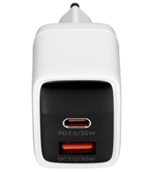 Сетевое зарядное устройство с дисплеем Cablexpert MP3A-PC-52, 35Вт GaN, QC3.0/PD3.0, 1хUSB, 1хType-C, белый, коробка