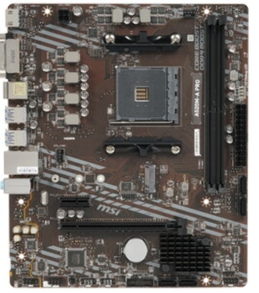 Материнская плата MSI A520M-A PRO, AM4, AMD A520, 2xDDR4, 4xSATA, 1xM.2, 1xPCIe 3.0 x16, 1xDVI-D, 1xHDMI, 1x 1Gb LAN, 2xUSB 2.0, 4xUSB 3.2 Gen 1, 3x3.5 мм, 7.1, mATX