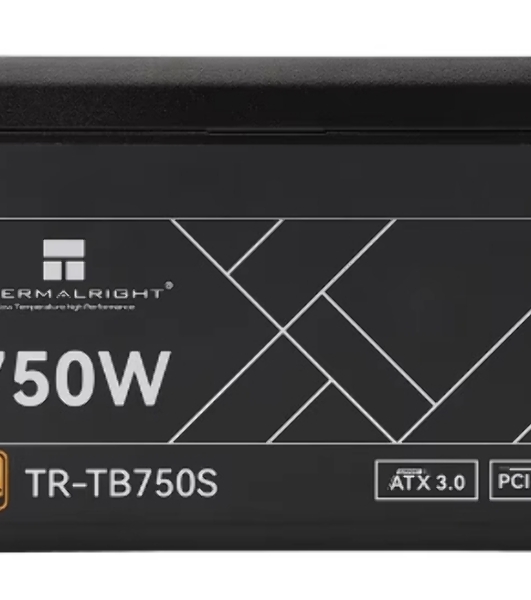 Блок питания Thermalright TR-TB750S, 750W 80 PLUS Bronze, (ATX, 3, PCIe 5.0, Non-modular, 1x24(20+4)pin 550мм, 1xCPU*2 8(4+4)pin 600+150мм, 1xPCIe*2 8(6+2)pin 500+150мм, 1x12VHPWR PCIe 5.0 12+4pin 600мм, 1xSATA*3+MOLEX4pin*1 400+150+150+150мм, 1xSATA*2+MOLEX4pin*2 400+150+150+150мм, Active, 120x120мм, 150x140x86mm, APFC, )