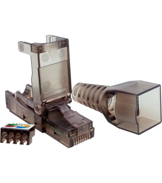 Коннектор Suprlan 10-0239-1, UTP cat.6a RJ45, с защитным колпачком, прозрачный