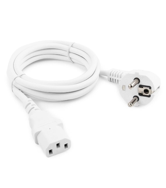 Кабель питания Cablexpert PC-186W Schuko-C13, 3x0.5мм2, 6A, с заземлением, 1.8м, белый, пакет