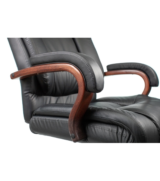 Кресло Бюрократ T-9925WALNUT/BLACK черный, кожа