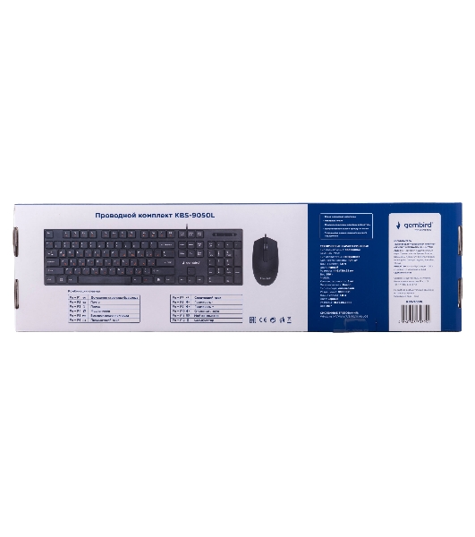 Комплект клавиатура+мышь Gembird KBS-9050L проводной, USB, 1000 DPI, чёрный
