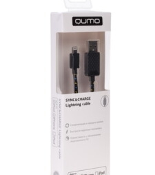 Кабель Qumo light series, USB-Apple 8 pin, 1м, 5В, 1A, опл. PVC, кон. PVC, белый
