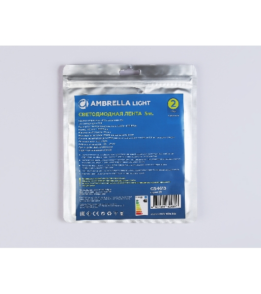 Светодиодная лента Ambrella light GS4613 COB 400Led/10W m/ 24V IP20 6500K/ 5m*5mm*2.1mm (2 конт.)
