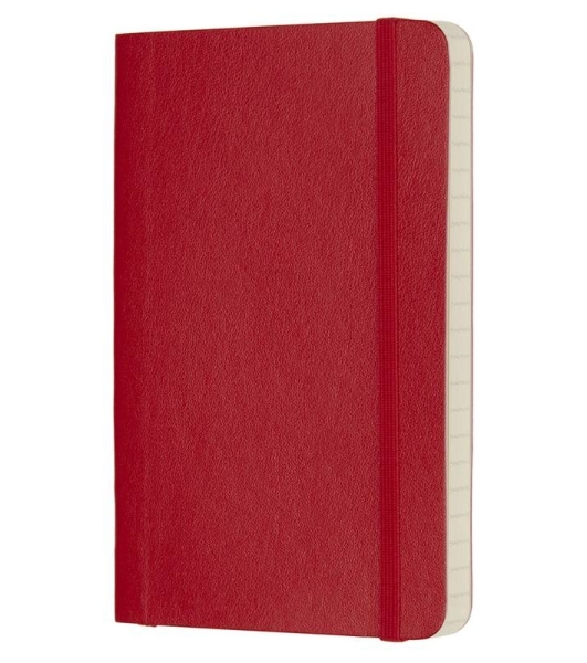 Блокнот Moleskine CLASSIC SOFT QP611F2 90x140 мм, 192 страниц, линейка, мягкая обложка, фиксирующая резинка, красный