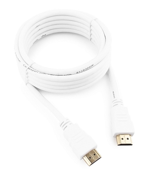 Кабель Cablexpert HDMI CC-HDMI4-W-10, 19M/19M, v2.0, медь, позол.разъемы, экран, 3 м, белый, пакет