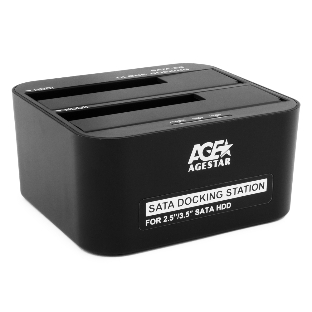 Докстанция 2x2.5'/3.5' SATA HDD/SSD AgeStar 3UBT6-6G, USB 3.0, пластик, черный, UASP, Clone, USB 3.0
