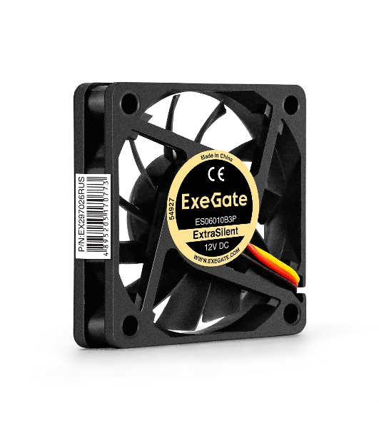 Вентилятор для корпуса ExeGate ExtraSilent ES06010B3P черный, 60 мм, 2000 об/мин, 16 дБ, 3 pin