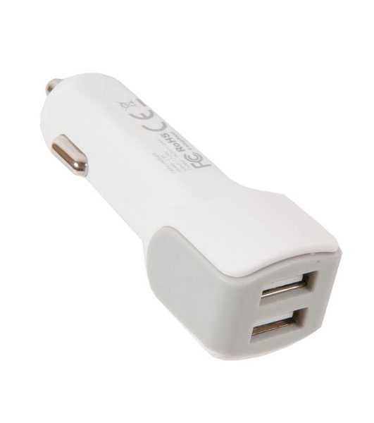 Автомобильное зарядное устройство HOCO z23 grand style dual-port car charger set with lightning cable, белый