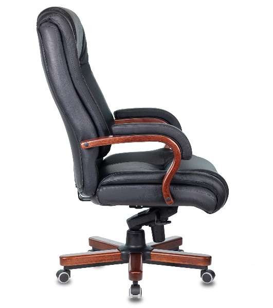 Кресло Бюрократ T-9925WALNUT/BLACK черный, кожа