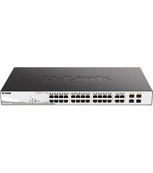 Коммутатор D-Link DGS-1210-28MP/F4A, 24×1 Гбит/с + 4×1 Гбит/с Combo, настраиваемый