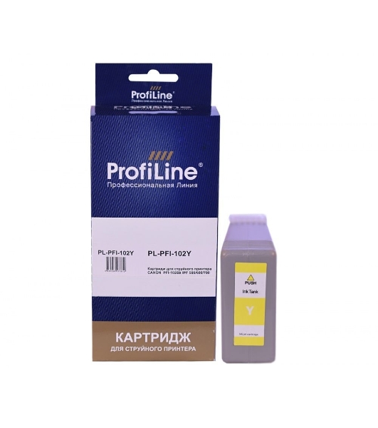 Картридж струйный ProfiLine PL-PFI-102Y для принтеров Canon IPF510/IPF605/IPF610/IPF650/IPF655/IPF710/IPF750/IPF755/IPF760/IPF765 с чернилами Yellow