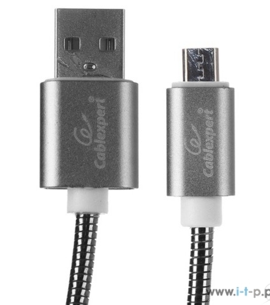 Кабель USB2.0 Cablexpert CC-G-mUSB02Gy-0.5M, AM/microB, серия Gold, длина 0.5м, титан, блистер