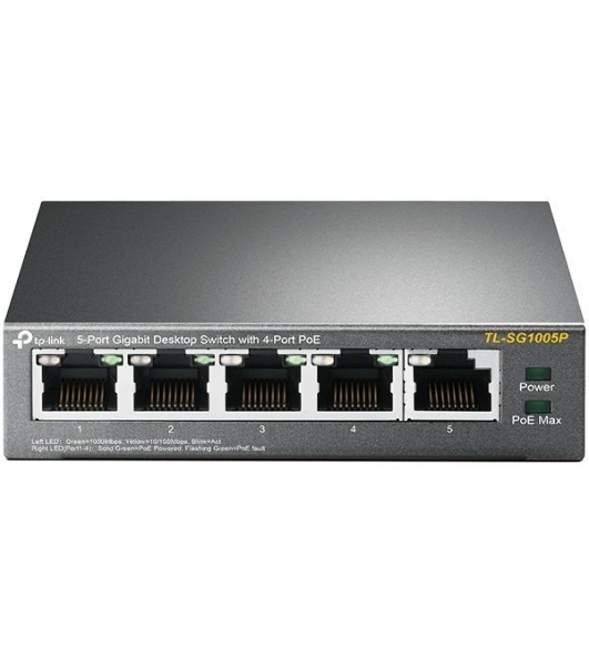 Коммутатор TP-Link SMBTL-SG1005P 5-портовый гигабитный настольный коммутатор с 4 портами PoE SMB 56W