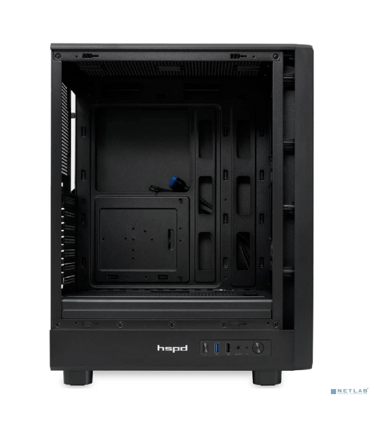 Компьютерный корпус без блока питания HSPD M510, Mesh Mid Tower, черный, TG, 0.5 SPCC, no fans ATX, mATX, mITX 180/280/160мм 1x2.5', 1x3.5', 7xPCI 1xUSB-A 3.0, 1xUSB-A 1.0 517x277x418мм