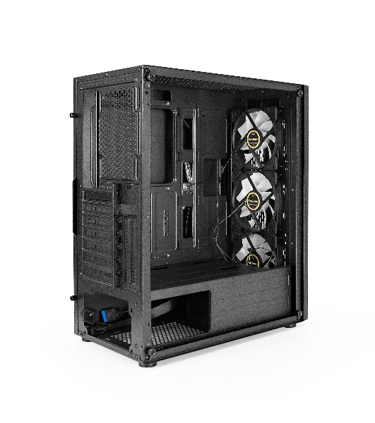 Компьютерный корпус Miditower ExeGate EVO-9205 (ATX, без БП, с окном, 1*USB+1*USB 3.0, аудио, 3 вент. 12см с RGb подсветкой)