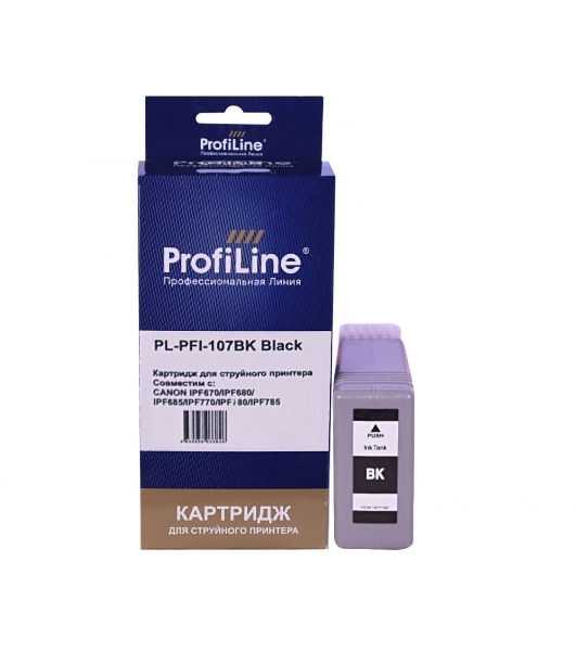 Картридж струйный ProfiLine PL-PFI-107BK для принтеров Canon IPF670/IPF680/IPF685/IPF770/IPF780/IPF785 с чернилами Black