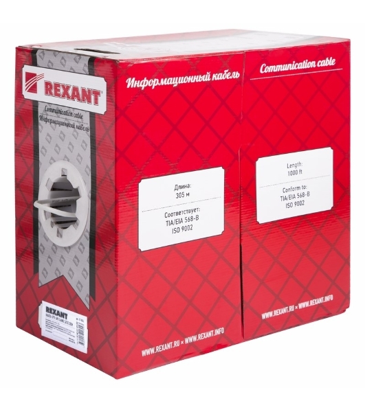 Кабель витая пара Rexant SFTP 4PR 24AWG, cat.5e, бухта 305 м
