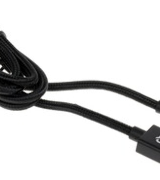 Кабель Qumo Type-С кабель, 1м, USB 2.0, 5В, 5А, 25Вт, тканевая оплетка, стальной коннектор, черный