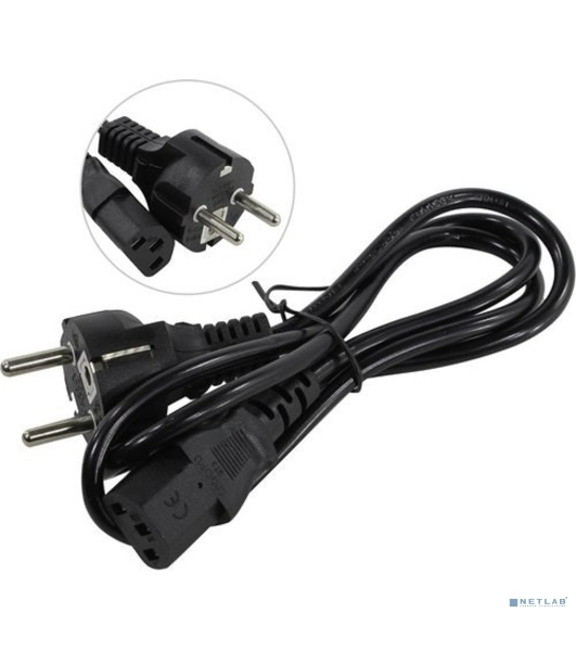 Кабель питания ExeGate Power PC-1P (Евровилка Schuko->С13) VDE-250V-3*0.5-CU, 6A, черный, 1.0м