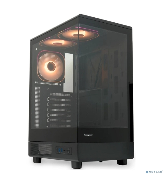 Компьютерный корпус HSPD F510, Panoramic Mid Tower, черный, TG, 0.5 SPCC, 3x120мм ARGb ATX, mATX, mITX 180/280/160мм 1x2.5', 1x3.5', 7xPCI 2xUSB-A 3.0 356x218x467мм