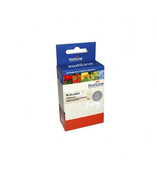 Картридж струйный ProfiLine PL-CLI-521C для принтеров Canon Pixma IP3600/IP4600/MP540/MP550/MP620/MP630/MP980 с чипом водн