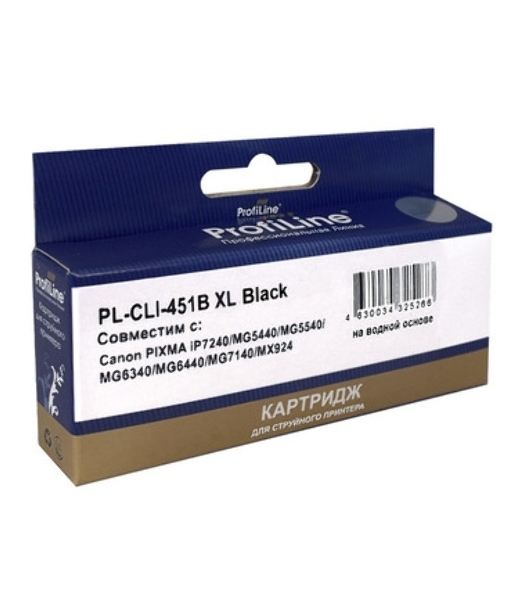 Картридж струйный ProfiLine PL-CLI-451BK для Canon PIXMA iP7240/MG5440/MG5540/MG6340/MG6440/MG7140/MX924 Black водн