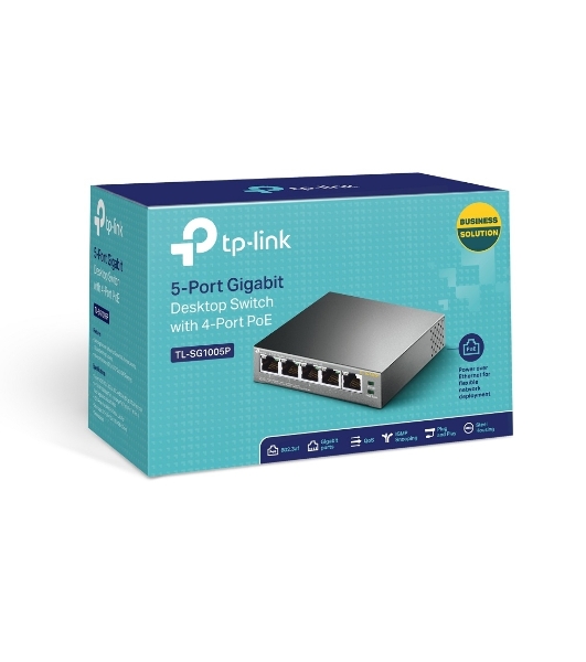 Коммутатор TP-Link SMBTL-SG1005P 5-портовый гигабитный настольный коммутатор с 4 портами PoE SMB 56W