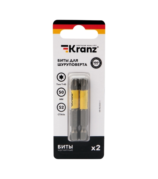 Бита для шуруповерта Kranz Torx T40х50 мм (2 шт./уп.)