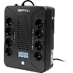 Источник бесперебойного питания SMARTWATT UPS SAFE PRO LCD 1000 черный 1000/600 ВА/Вт, напольный/настенный, линейно-интерактивный, LCD дисплей, Shuko CEE7/4 - 8 шт. (4 шт. с резервным питанием, 4 шт. - сетевой фильтр), фото 1