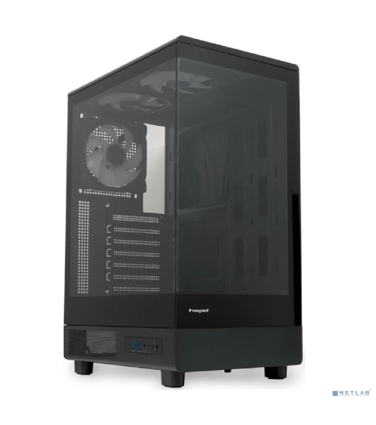 Компьютерный корпус HSPD F510, Panoramic Mid Tower, черный, TG, 0.5 SPCC, 3x120мм ARGb ATX, mATX, mITX 180/280/160мм 1x2.5', 1x3.5', 7xPCI 2xUSB-A 3.0 356x218x467мм