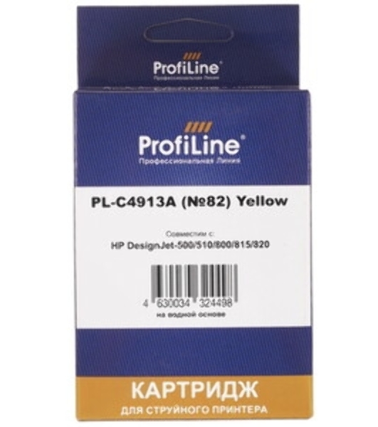 Картридж струйный ProfiLine PL-C4913A №82 для принтеров HP Deskjet 500/500ps/510/800/800ps(24/42in) DesignJet copier cc800ps Yellow водные