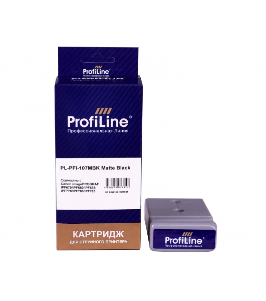 Картридж струйный ProfiLine PL-PFI-107MBK для принтеров Canon IPF670/IPF680/IPF685/IPF770/IPF780/IPF785 с чернилами Matte Black