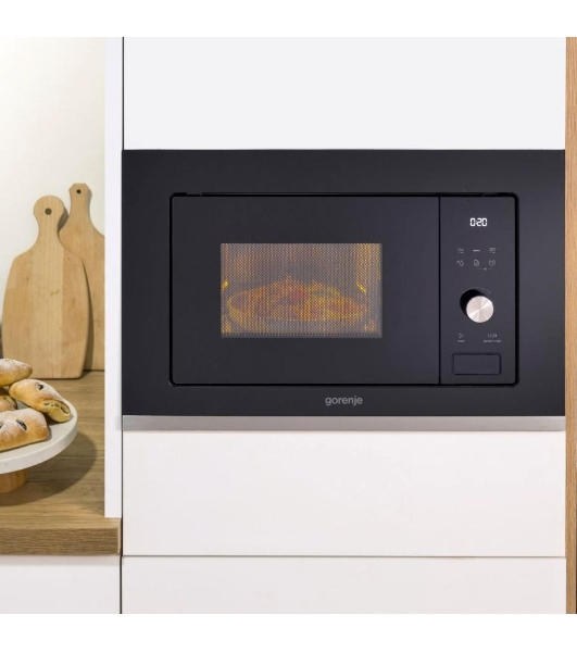 Встраиваемая микроволновая печь GORENJE BMX201AG1BG Электронное управление, черный, объем: 20 л