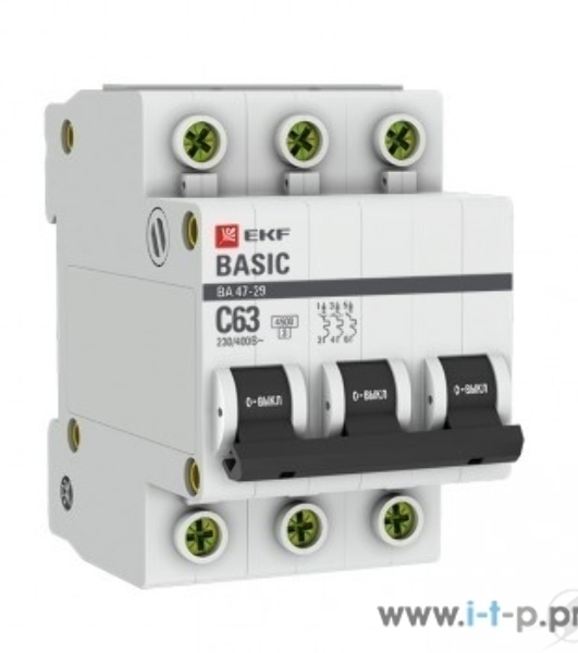 Выключатель автоматический EKF mcb4729-3-06C 3P 6А (C) 4,5кА ВА 47-29 Basic