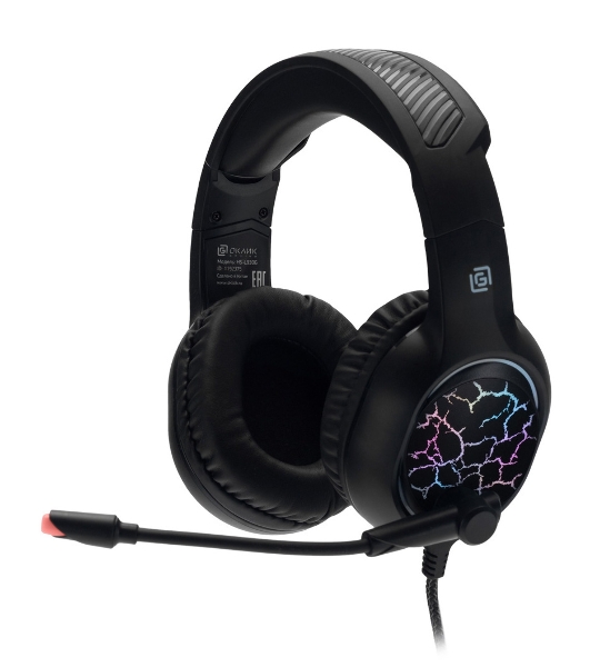 Гарнитура Oklick HS-L930G чёрный/синий, проводная, USB, подсветка