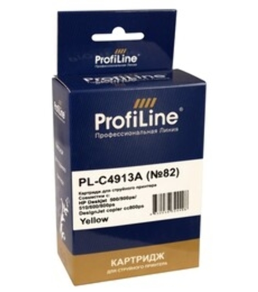 Картридж струйный ProfiLine PL-C4913A №82 для принтеров HP Deskjet 500/500ps/510/800/800ps(24/42in) DesignJet copier cc800ps Yellow водные