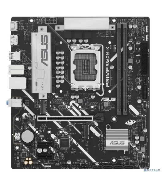 Материнская плата ASUS PRIME B860M-K, LGA 1851, Intel B860, 2xDDR5, 4xSATA, 2xM.2, 1xPCIe 4.0 x16, 2xPCIe 4.0 x1, 1xHDMI, 1xDP, 1x 2.5Gb LAN, 1xUSB-A 10Gbps, 3xUSB-A 5Gbps, 3xUSB-A 2.0, 3x3.5 мм, 7.1, mATX