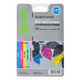 Картридж струйный Cactus CS-C8771/2/3/4/5 №177 многоцветный (11.4 мл.) для HP PS 2113/3313/8253/8200