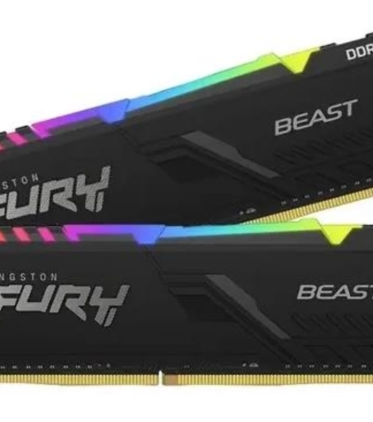 Оперативная память Kingston Fury Beast, DDR4, 32GB (2x16GB), 3200MHz, CL16, DIMM, с радиатором, RGB, черный