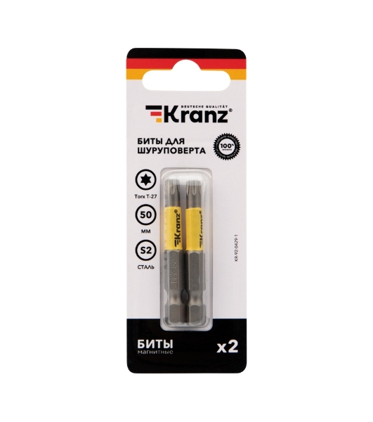 Бита для шуруповерта Kranz Torx T27х50 мм (2 шт./уп.)