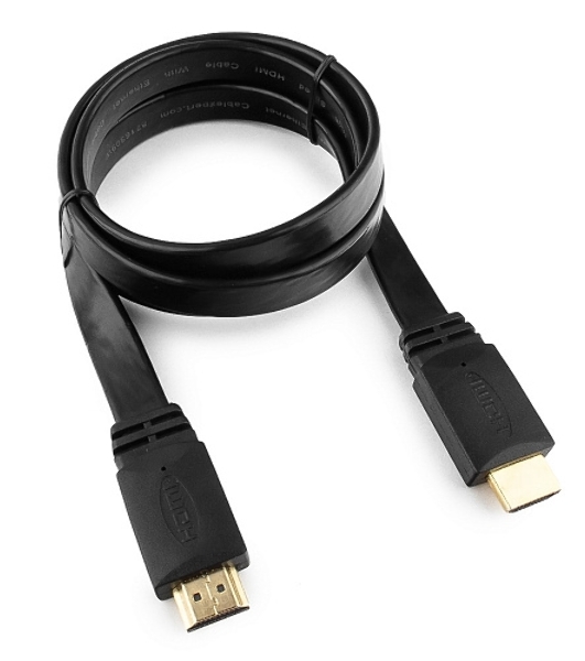 Кабель Cablexpert HDMI CC-HDMI490-15, 19M/19M, v2.0, медь, позол.разъемы, экран, плоский кабель, 1м, черный, пакет
